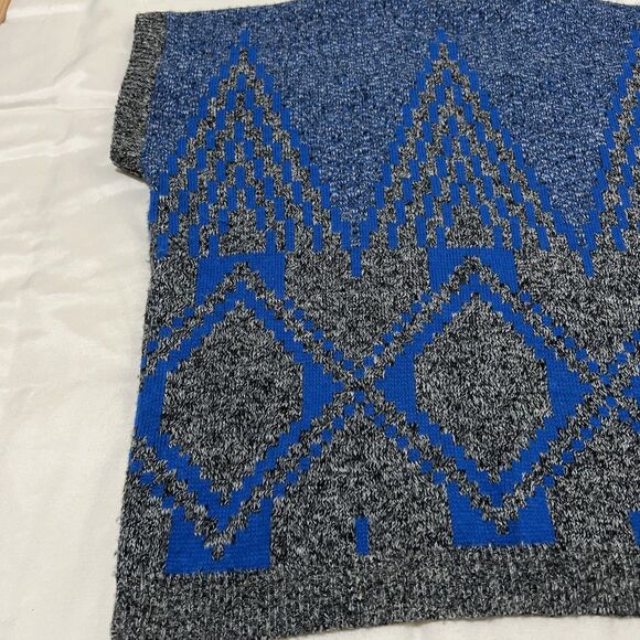 Womens Vintage Sweater Vest Fortune Knits USA Blue Grey  23” Chest pit to pit - Picture 9 of 12